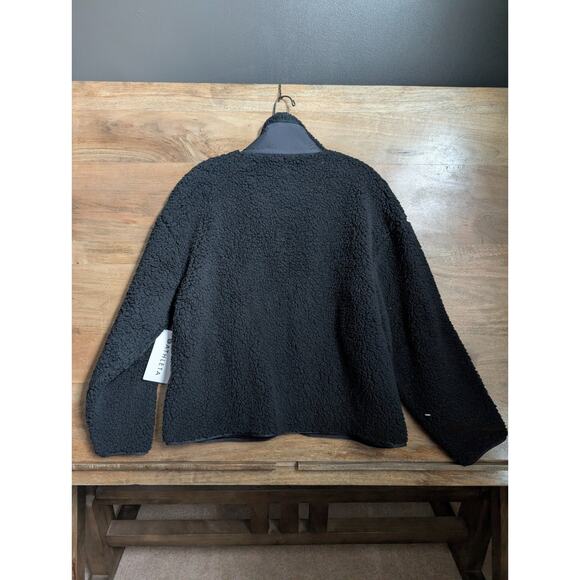 Athleta Windbreaker Jacket Womens Small Black Cloud Fleece Warm Full Zipper - Picture 2 of 3